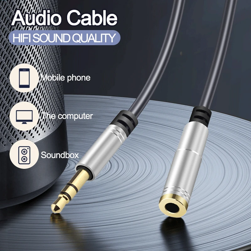 Качественный аудиокабель-удлинитель 3 5 мм разъем штекер-гнездо AUX кабель для