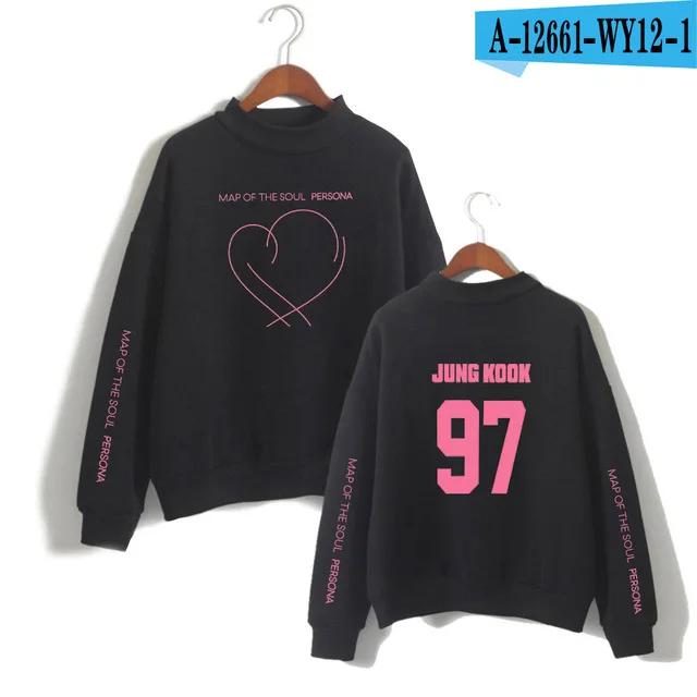 13 JIMIN J-HOPE JUNG KOOK SUGA водолазка толстовки с принтом альбом карта душа Persona Женские Модные водолазки-толстовки - Цвет: 13