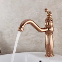 Brass Bathroom Basin Faucet Rose Gold Sink Mixer Tap Hot & Cold Single Handle Lavatory Crane Vessel Antique Bronze/Chrome/Gold