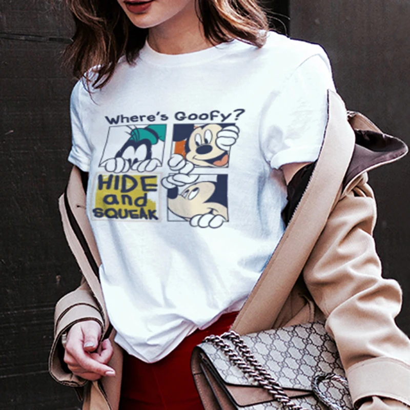 Новая женская футболка с рисунком Минни Маус поцелуй смайлик Микки милая