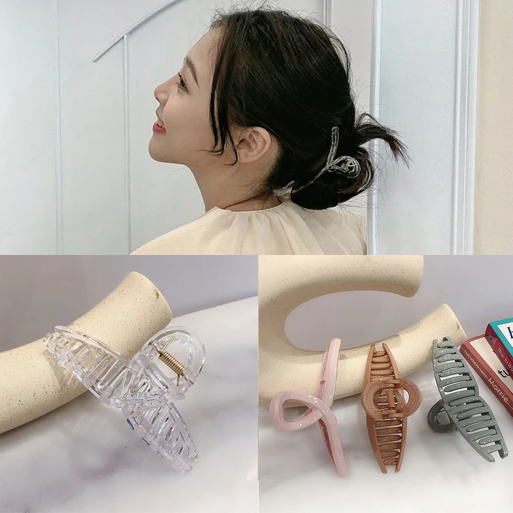

Заколка для волос Прозрачная женская, элегантный зажим с большими зажимами, аксессуар для волос в ванную комнату