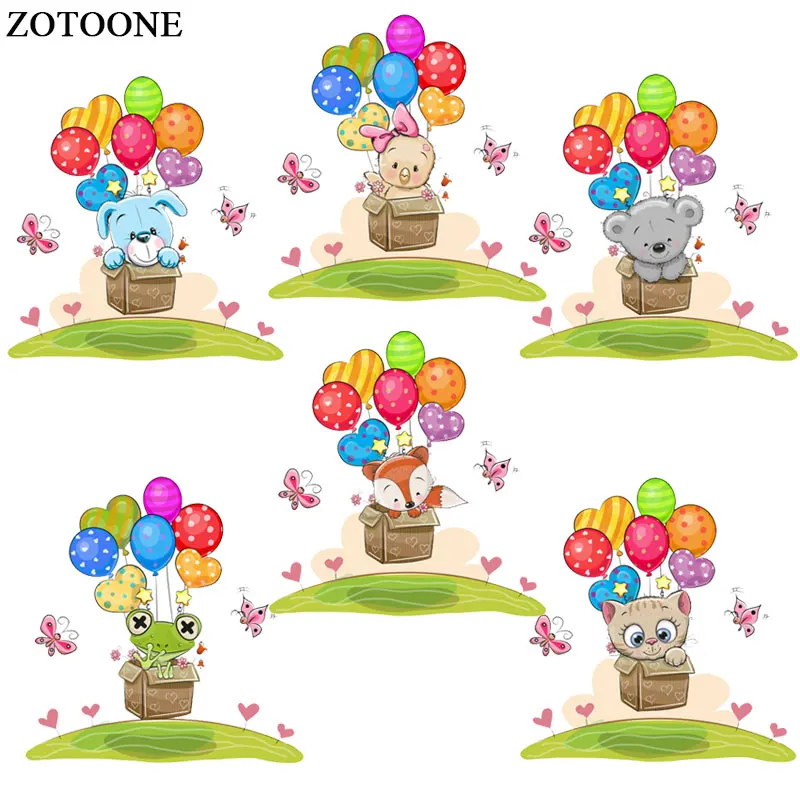 ZOTOONE для переноса утюгом воздушный шар с изображением милых животных Pathes одежды