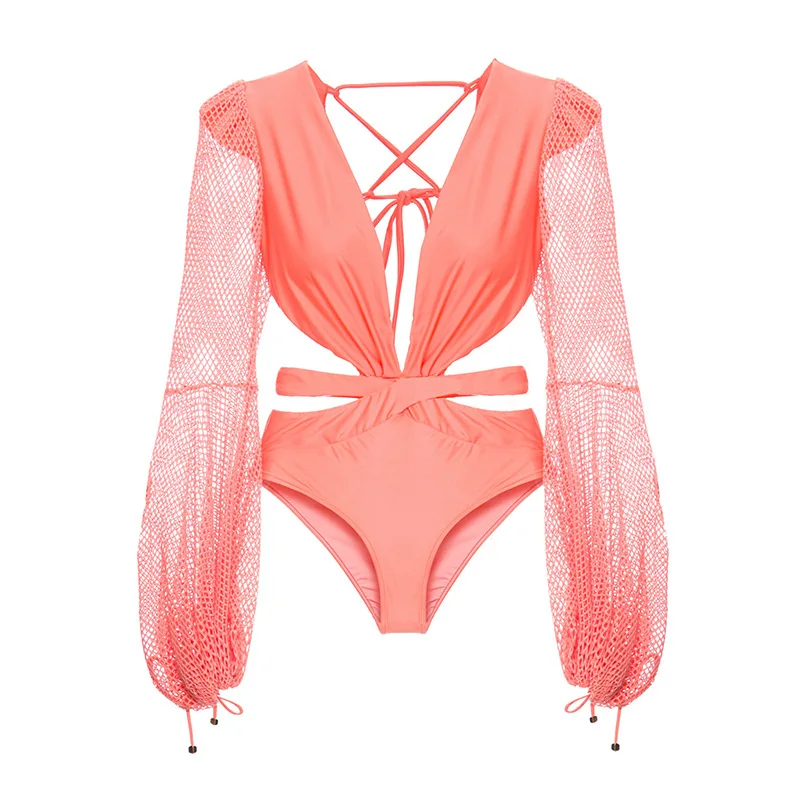 

Sexy Lace-up Halter One-piece Swimsuit 2021 New Ladies One-piece Swimsuit Swimsuit Halter Wetsuit Printed Swimsuit