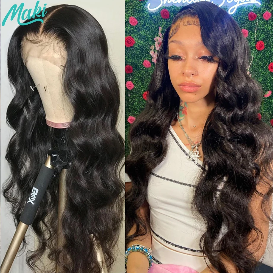 Maki Hair Lace front Hair Wig Long Brazilian Body wave Human Hair Wigs For Black Women Brown Lace Wig 13x4  Front Human Hair Wig