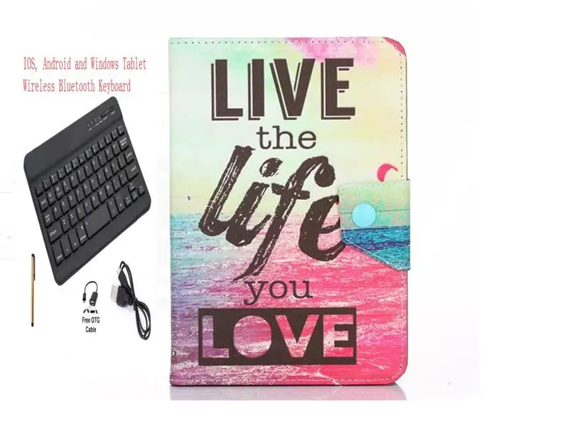 Universal Cartoon Cover for Huawei MediaPad T3 10 AGS-L09 AGS-L03 9.6 Inch Tablet Keyboard Wireless Bluetooth Keyboard Case+pen - Цвет: Keyboard Case