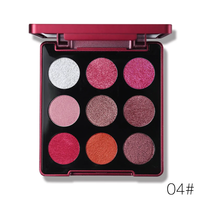 04 Rose royal Фирменная новинка, 9 цветов, блестящая палитра теней для век, кремовая гладкая матовая Алмазная Мерцающая палитра теней для век, водостойкая палитра для макияжа с блестками - Цвет: 04 Rose royal