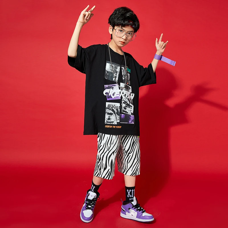 

Children Jazz Costume Hip Hop Girl Clothing Short Sleeve Hip Hop Pants For Kids Performance Modern Dancing Rave Clothes 120-170