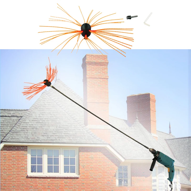 

Nylon Brush With 1pc Long Handle Flexible Pipe Rods For Chimney Kettle House Cleaner Sweeping Brush Cleaning Rotary Tool Kit