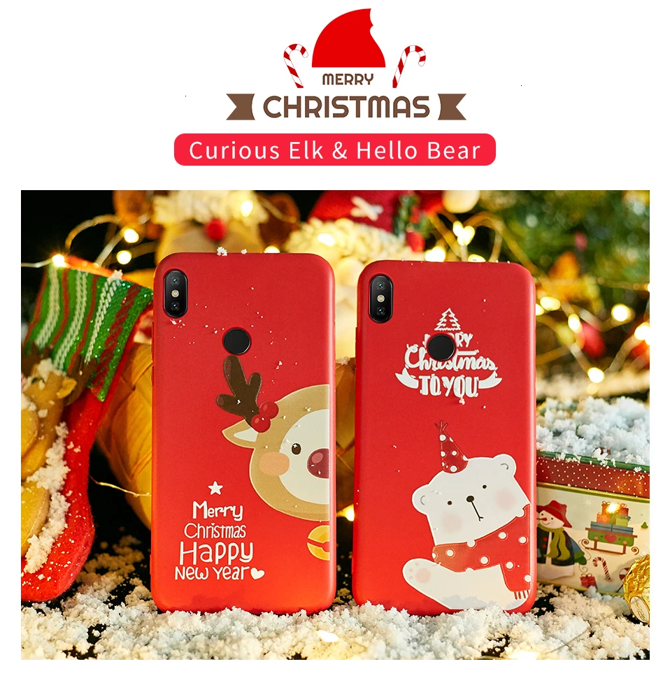 Новогоднее украшение чехол с принтом "Санта Клаус" для спортивной камеры Xiao mi Red mi Примечание 7 5 Чехол Рождественский подарок для Xiaomi mi A1 A2 Lite mi 8-9(США); красные mi 5 Plus
