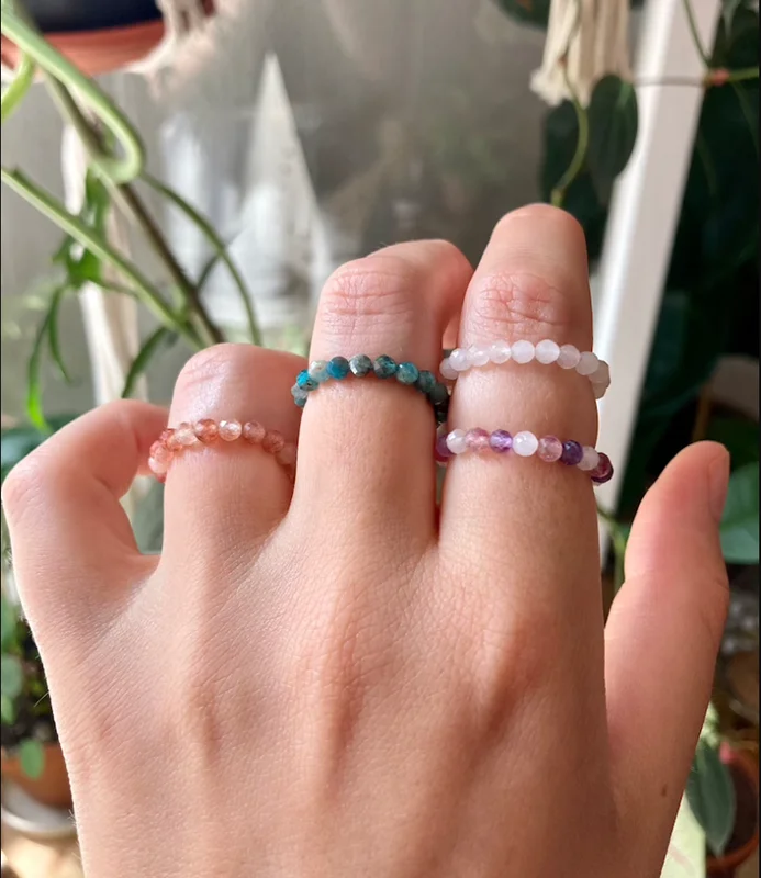 Кольца Boho из красочного натурального камня для женщин и девушек милые лечебные