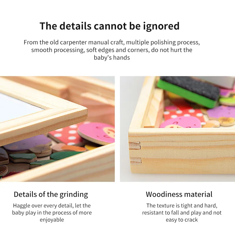 

Wooden Magnetic Puzzle Animals Vehicle Circus Drawing Board Box Educational Toy