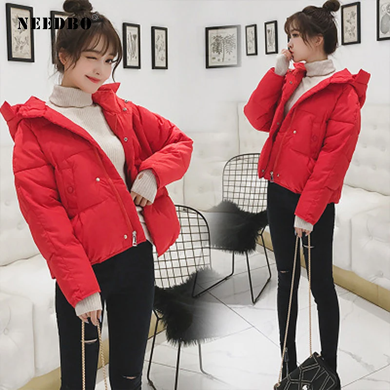 NEEDBO Winter Jacket Women Oversize Parka Winter Coat Hood Elegant Casual Cotton-padded Jacket Female Clothes Outs