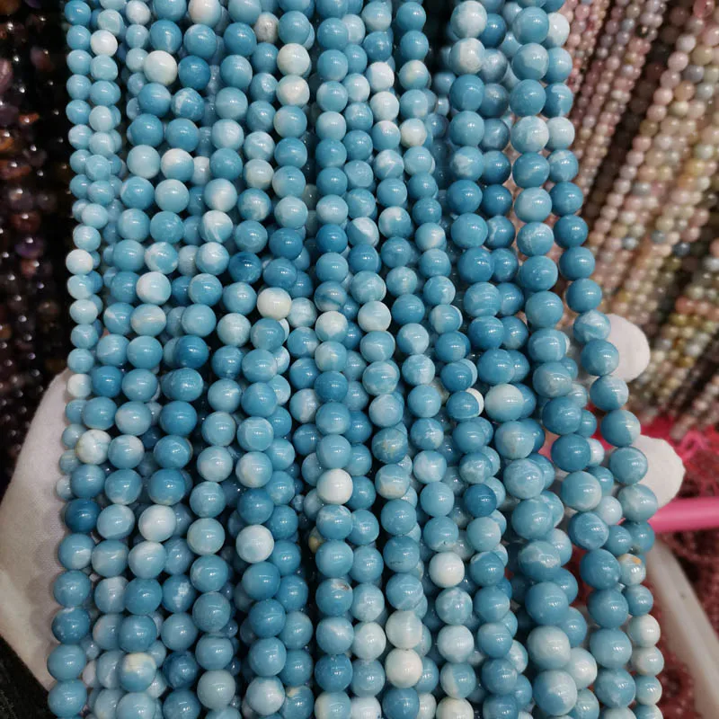 

6/8/10 /12 mm Natural Stone Chinese Larimar Round Loose Spacer Beads For Jewelry Making Diy Earring Bracelet Strand 15''