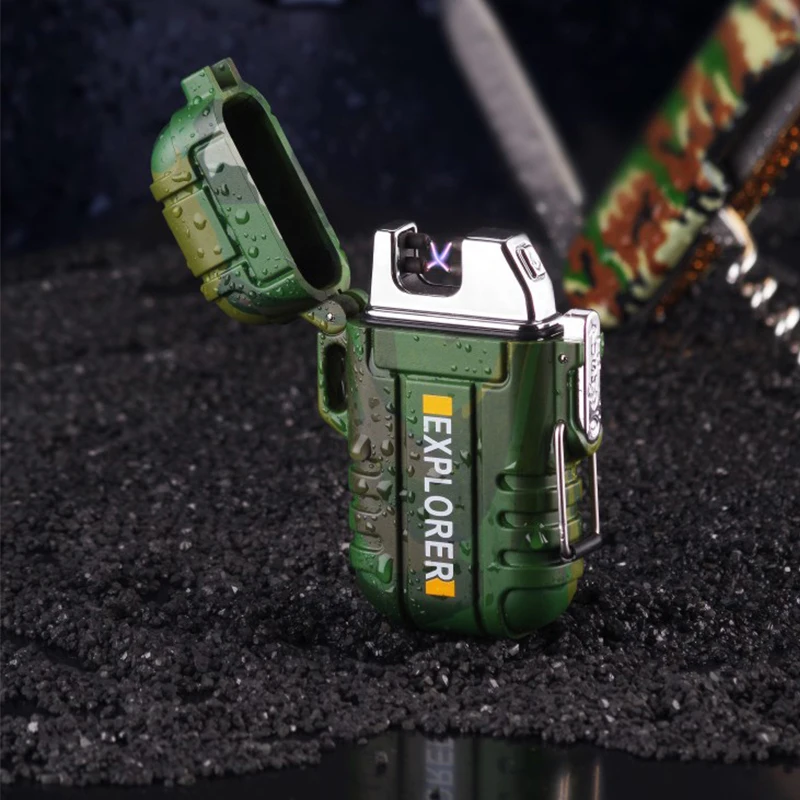 Плазменная USB-зажигалка водонепроницаемая двойная дуга для отдыха на открытом