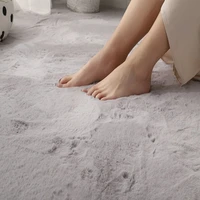 light grey fur carpet super soft faux rabbit fur rug non slip floor carpet mat washable rug bedroom living room decor carpet