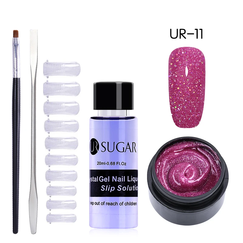 5Pcs set 11 UR SUGAR 15 мл Быстрый строительный поли гель продлевающий половой акт розовый блеск Замачивание от УФ СТРОИТЕЛЬ удлинение гель набор Типсы для маникюра палец расширение - Цвет: 5Pcs set 11
