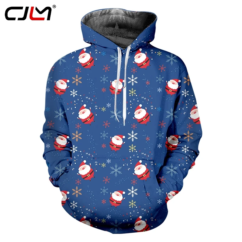 

Мужские толстовки CJLM большого размера, повседневные рождественские худи с 3D-принтом Санта-Клауса, лидер продаж, 6XL