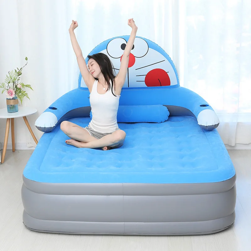 

Inflatable Mattress Floor Bunk Lazy Bed Household Double Air Cushion Single Bed Backrest Folding Bed Heightening And Thickening