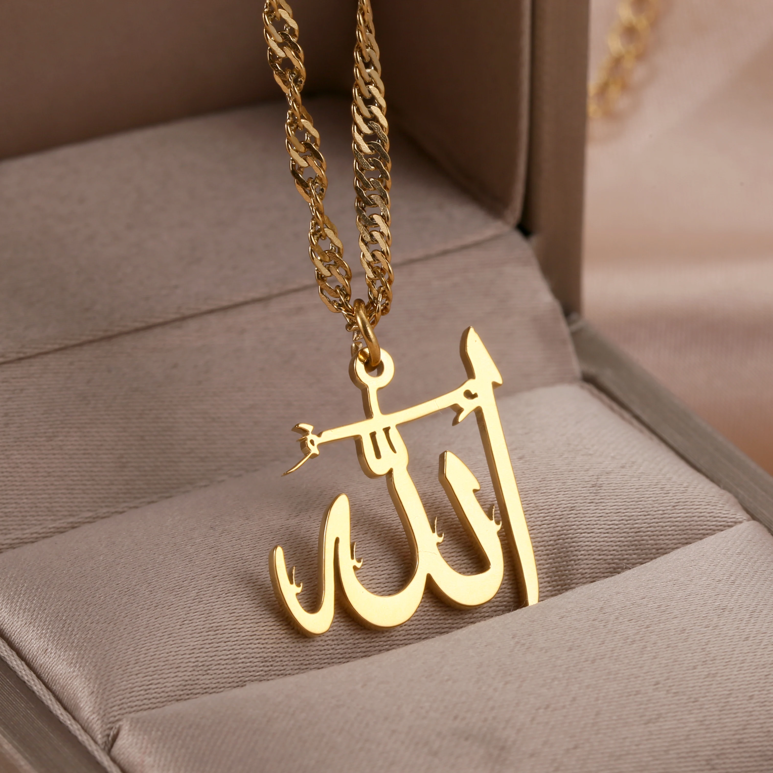 ALLAH PENDANT NECKLACE | WOMEN Custom Stainless Steel  Necklaces Gold Jewelry Pendants Islam Muslim Arabic God Messager Gifts