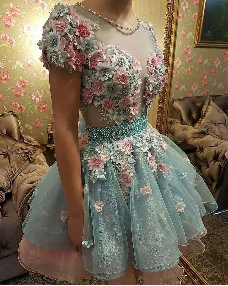 Платье для выпускного вечера с коротким рукавом и бусинами|Платья бала| |