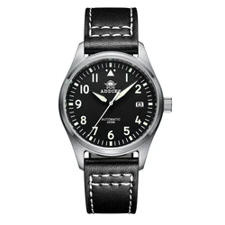 

ADDIESDIVE H2 Men's Diving Luminous Automatic Date Watch and Leather 316 Steel with NH35 Pilot mechanical Watch