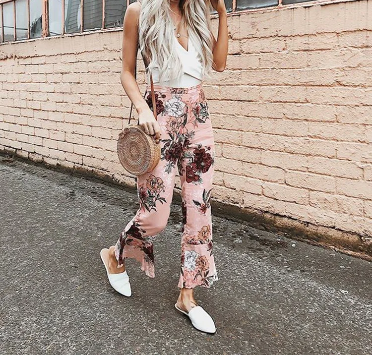 

Casual Printing Floral Pants Woman Summer Plus Size Clothes Woman Pants