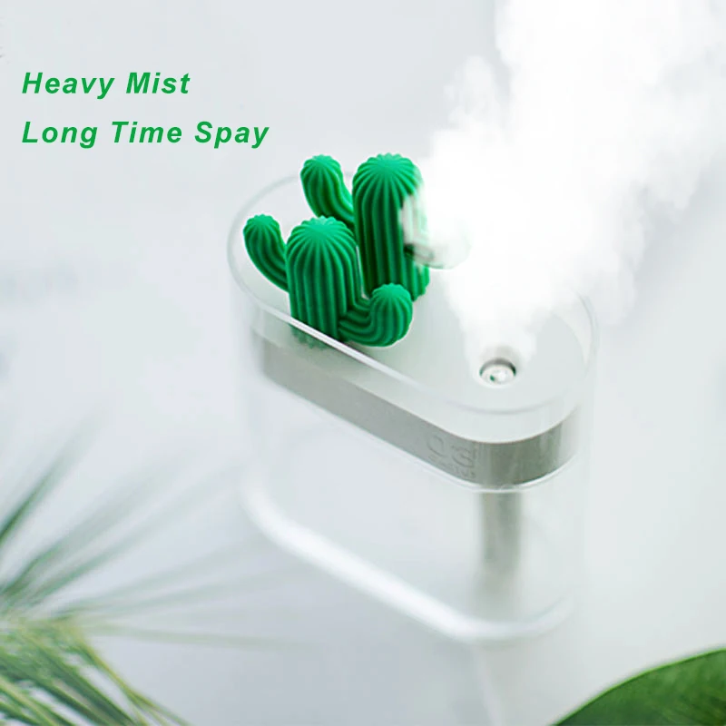 

160ML Ultrasonic Air Humidifier Clear Cactus Color Light USB Essential Oil Diffuser Car Purifier Aroma Diffusor Anion Mist Maker