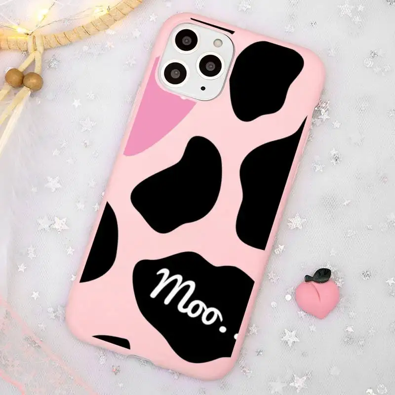 

Cow Milk Black White Phone Case Candy Color Soft TPU for iPhone 11 12 mini pro XS MAX 8 7 6 6S Plus X SE 2020 XR