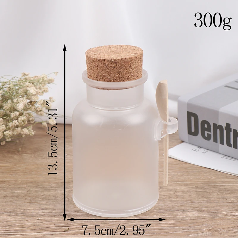 

3Size Bath Salt Bottle Round Cosmetic Empty Matte Cork Jar Women Mask Facial Container Refillable Bottles With Wood Spoon