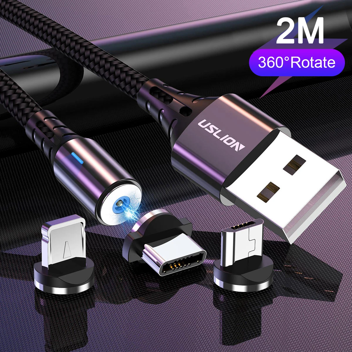 USB-кабель USLION Type-C для iPhone 11 Магнитный зарядный кабель Micro USB Samsung S9 C | Мобильные