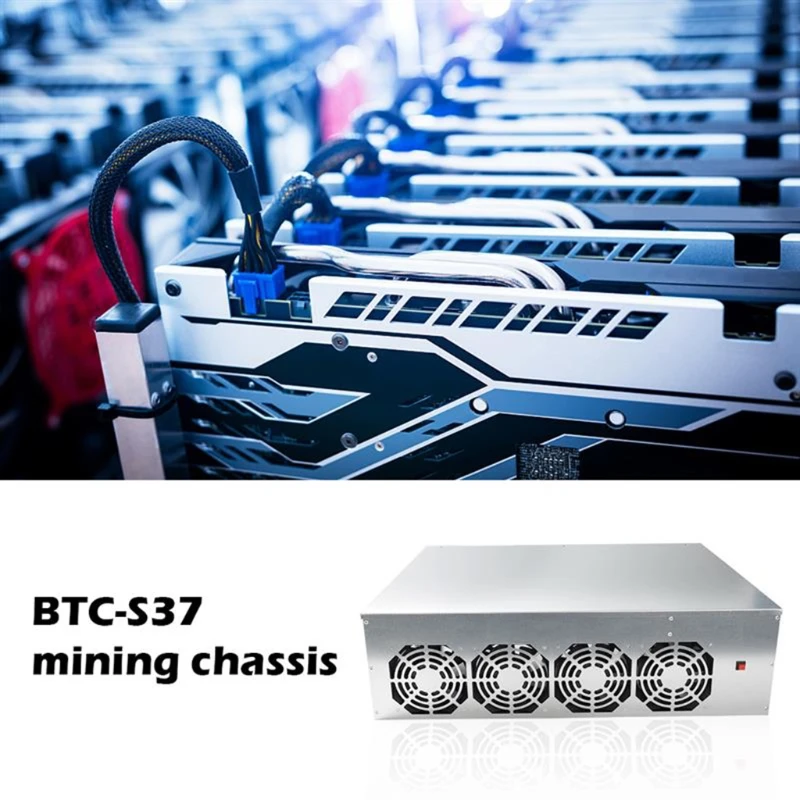 A Set Mining Motherboard BTC-S37 8 GPU Chassis With DDR3 8GB MSATA 8x6PIN PCI-E X16 Power Chassis 575mm Spacing Dropship