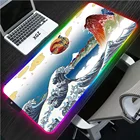 Коврик для мыши XGZ с японским художественным волнообразным креплением Fuji Rgb, светящийся настольный компьютерный светящийся светодиодный блокировщик, аксессуары для игр настольные