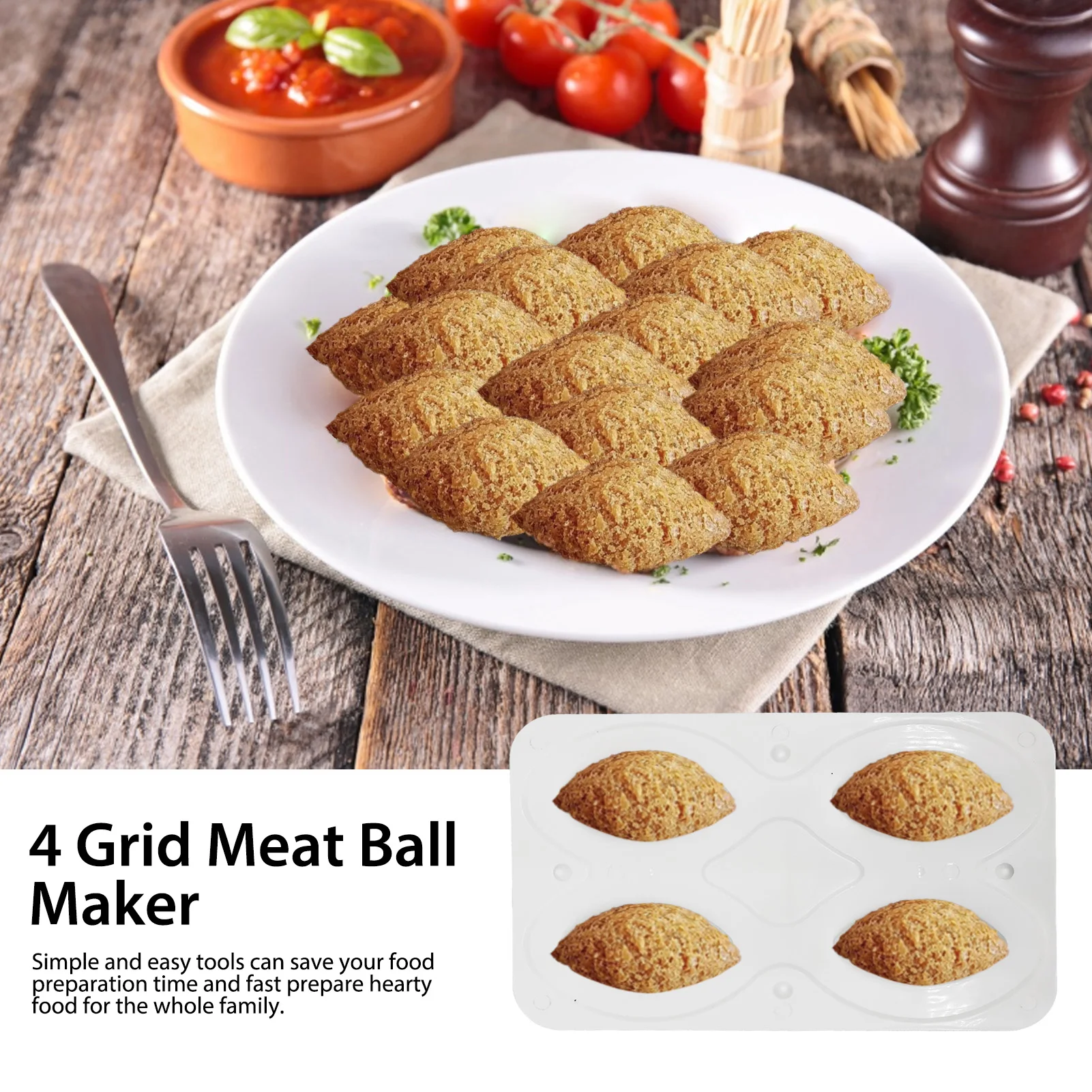 

New 4 Grid Meatball Maker Manual Meatloaf Mold Maker Press Minced Meat Processor Cake Desserts Kitchen Tools Home Meat apposite