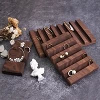 rectro dark brown rectangular high end walnut wood jewelry display stand bracelets earrings organizer storage photo props 1pc