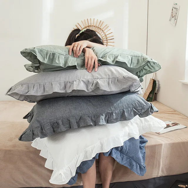 48x74 см Омывается подушка из хлопка с эффектом памяти Чехол Европейский рюшами