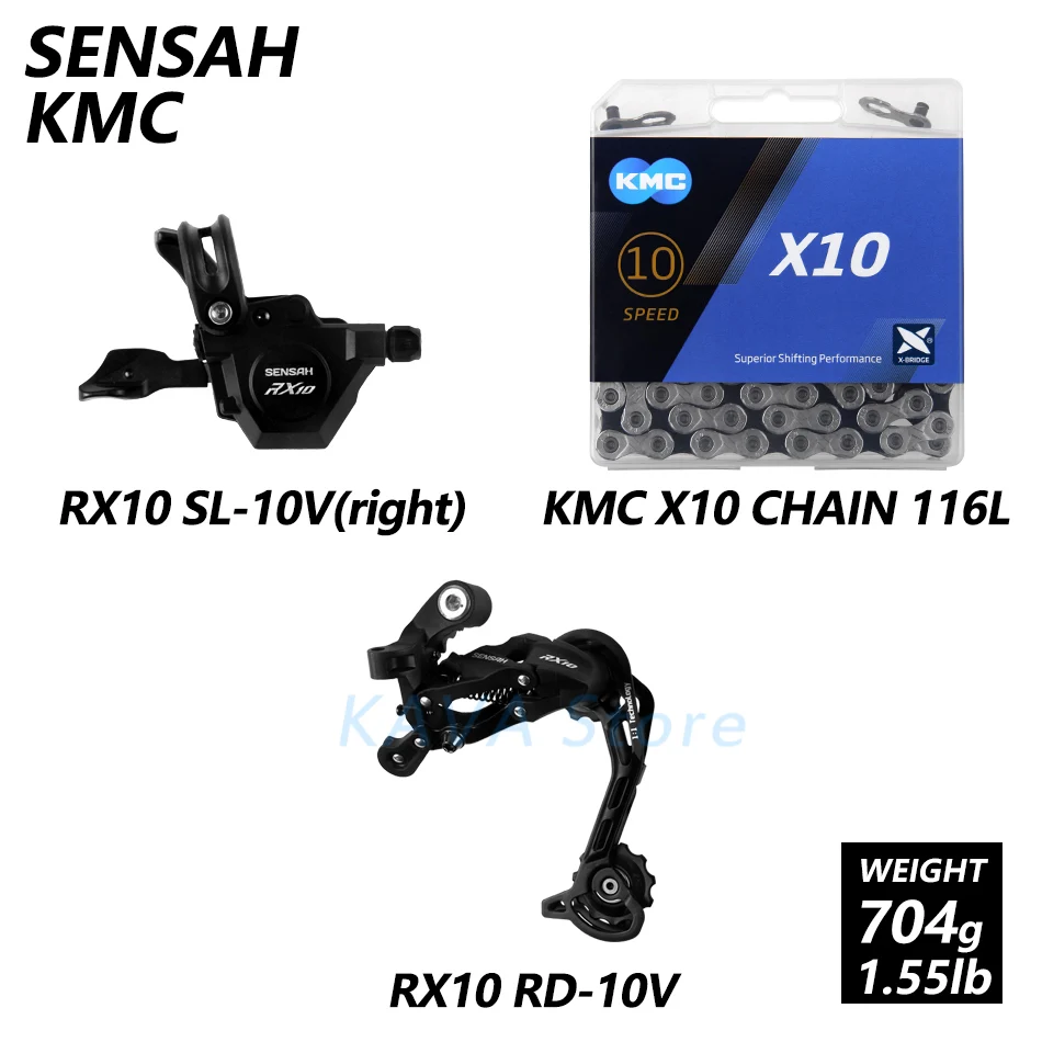 RX10 and kmc SENSAH RX10 1X10 Скорость M6000 горы mtb велосипеда велосипедные переключатели 11-42/46/50T маховик KMC X10 цепи GXP 104BCD шатун со звездочкой - Цвет: RX10 and kmc