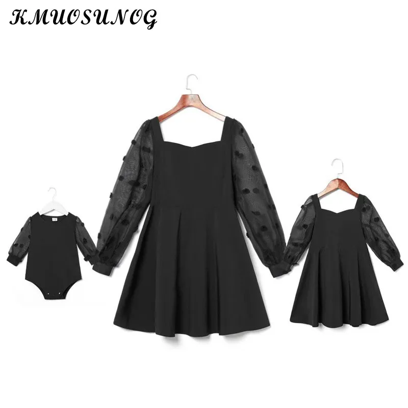 

Mother And Duaghter Dress Spring Summer Lace Puff Sleeve Dress For Mom Daughter Baby Girl Romper Fashion Family Matching Clothes