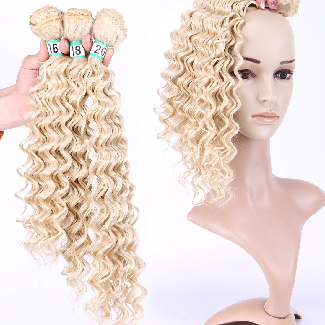 

70 Gram/Piece Loose Deep Wave Hair Bundles Black Brown Golden Color High Temperature Synthetic Hair Extensions for Black Women