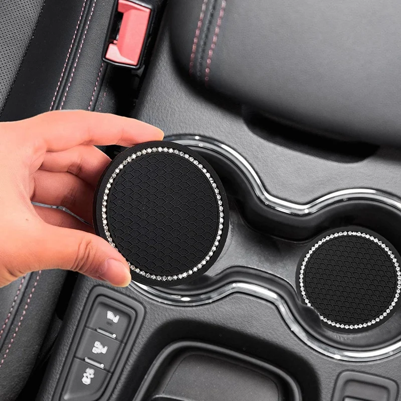

8 Pcs Bling Car Cup Holders Rhinestone Car Coasters Insert Mat Drink Coasters Crystal Vehicle Interior Accessories