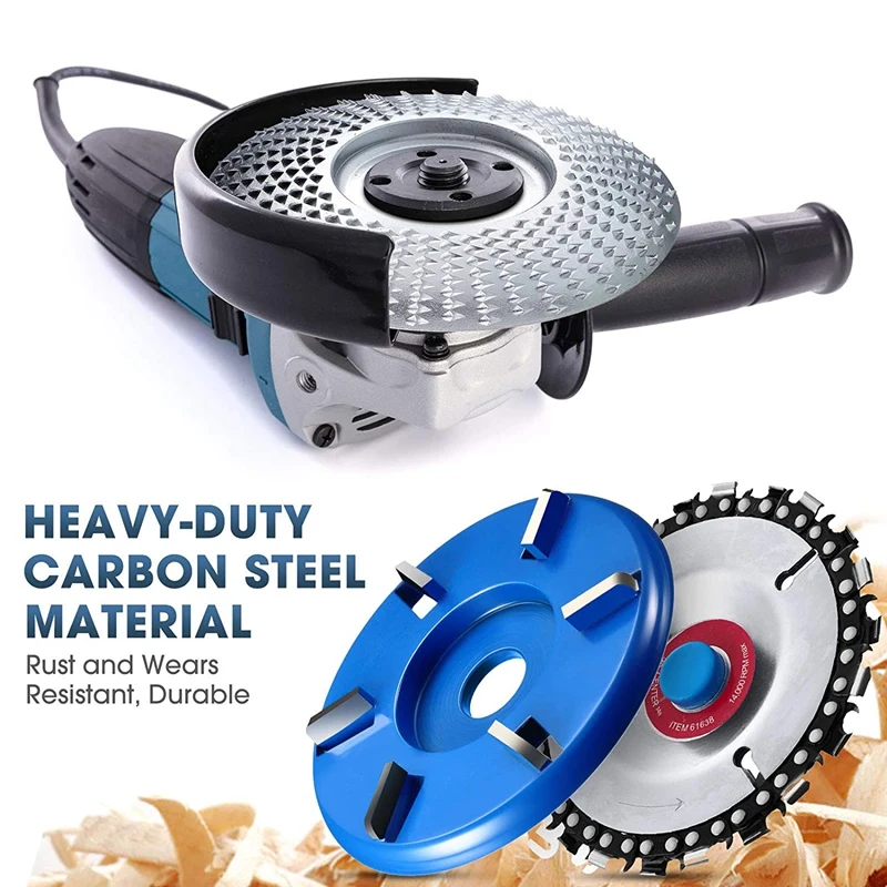 

3 Pieces Wood Carving Disc Grinding Wheel Shaping Disc 6 Teeth Wood Turbo Carving Disc, Angle Grinder Attachment