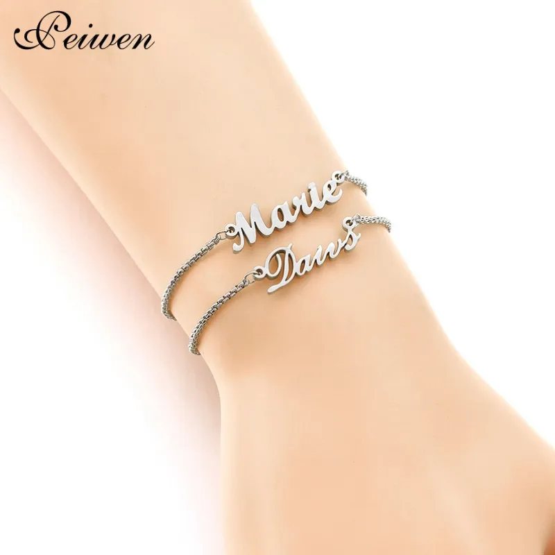 

Personalized Customized Name Bracelet Women Kids Stainless Steel Adjustable Stretch Arabic Letter Cuff Bracelets Handmade Bangle