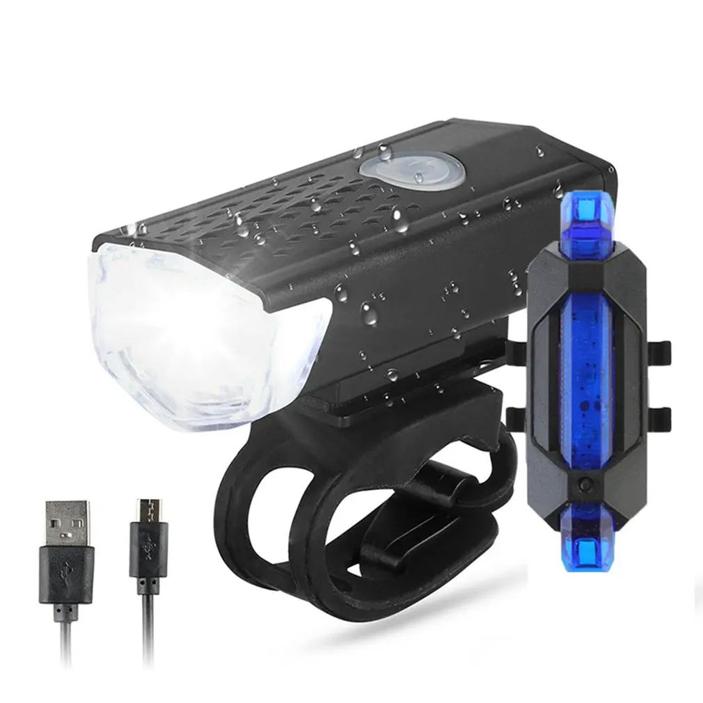 

2021 Bike Bicycle Light USB LED Rechargeable Set Mountain Cycle Front Back Headlight Lamp Flashlight