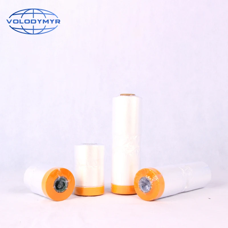 Маскировочная лента Volodymyr пластиковая защита от пыли пленка для покраски