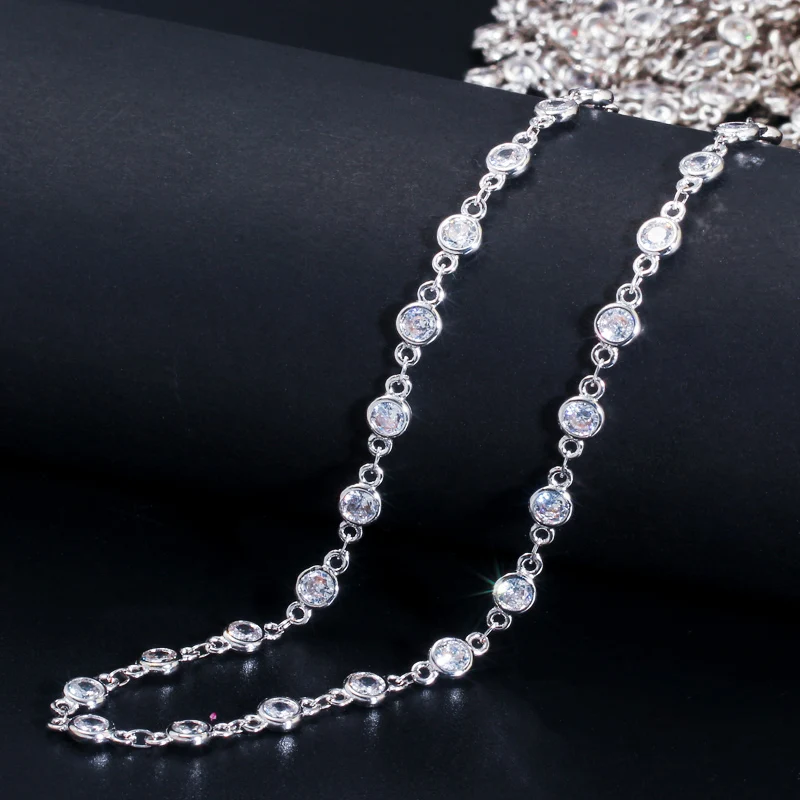 CWWZircons 50 см Сверкающий Круглый Кубический Цирконий камень Бусины DIY длинное