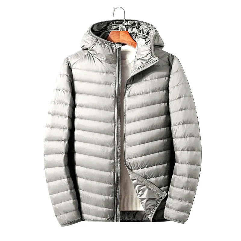 

men New short thin coats hooded new winter coat collar white duck down men's fashion
