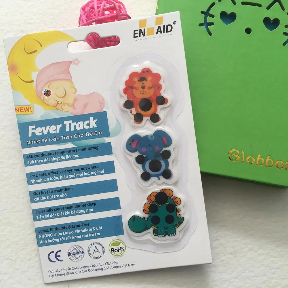Child Health Care Cartoon Sticker LCD Forehead Thermometer Sticker Plastic Digital Thermometer Support 3M Medical Grade