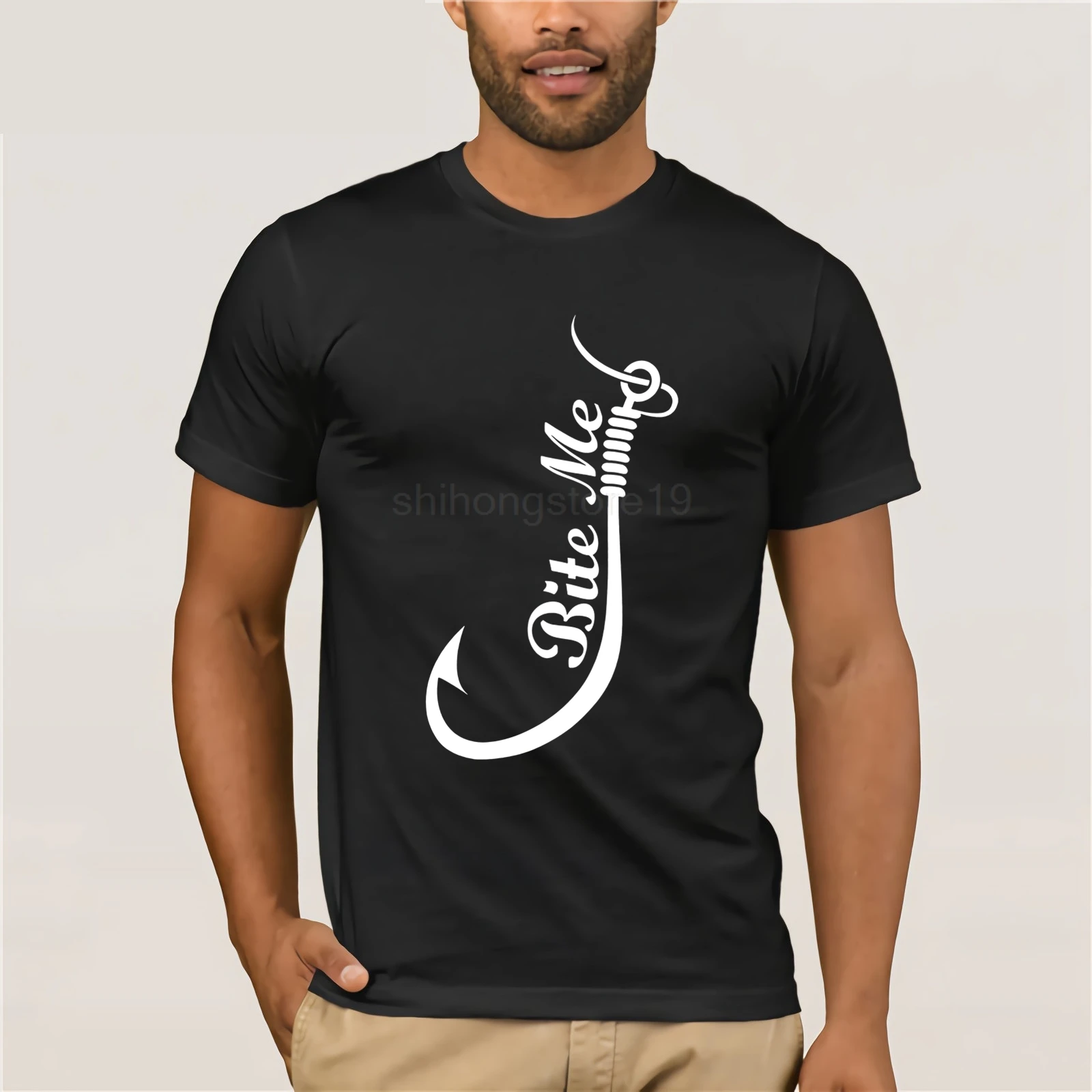 Bite Me Fishinger Stylisches футболка Летняя с короткими рукавами Новая мода футболки для