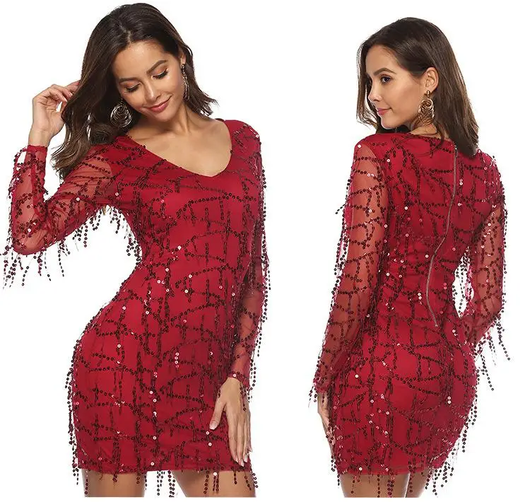 

Sexy Mini Burgundy Sequins Lace Prom Dress 2020 Women Party Dress Gala Gowns Elegant Plus Mermaid Prom Dresses Dress Raso Sexy