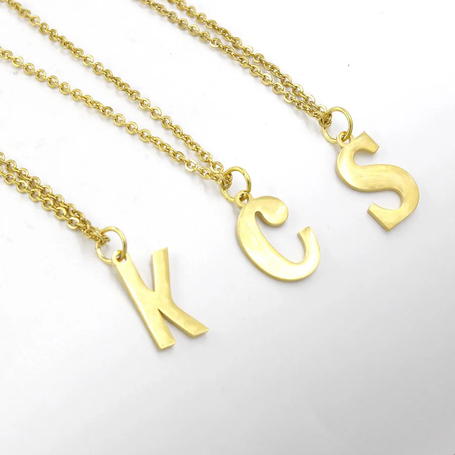 

10pcs 45cm Mirror Small Letter Pendant Necklace Polished Stainless Steel Metal Women Trendy Simplicity O-chain jewelry