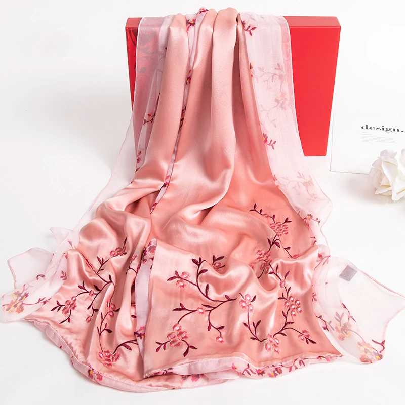 Ханчжоу натуральный двойной шелковый шарф для Для женщин Элитный бренд 100%